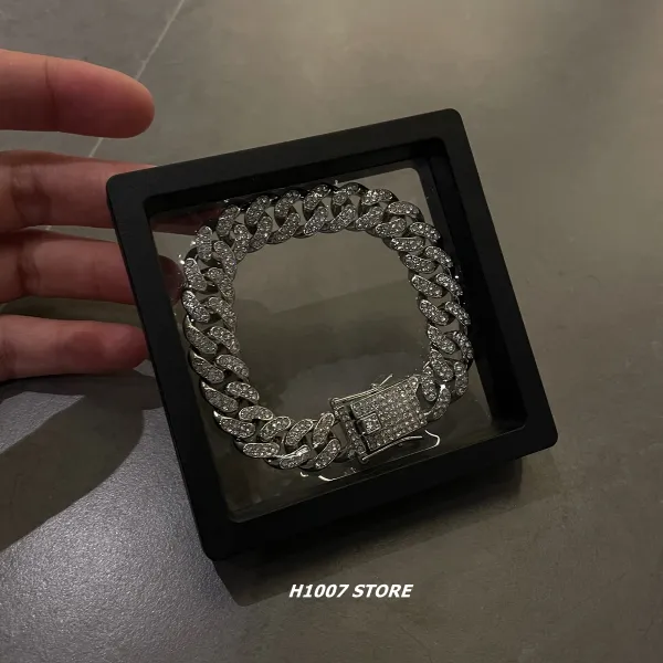 Design H1007 Store Cuban Link Bracelet with Micro Pave Cubic Zirconia Silver Bracelet Jewelry - 1