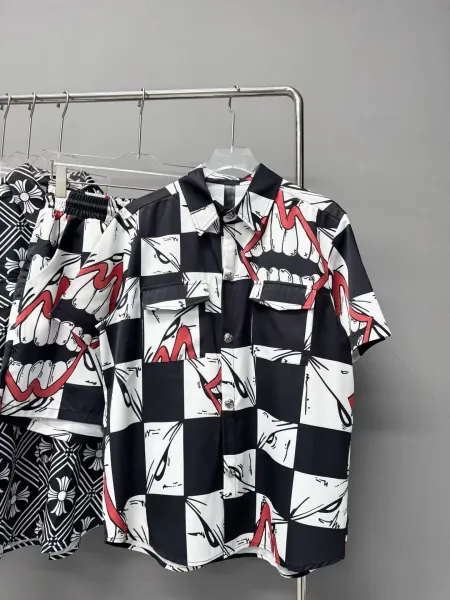 Design Checkerboard Skull Print Short-Sleeve Shirt - 1