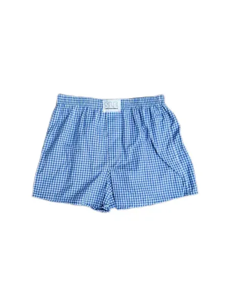 Design SLE Gingham Boxer Shorts Blue Underwear - 1