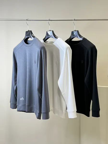 Design Minimalist Embroidered Logo Crewneck Sweatshirt White Hoodie - 5