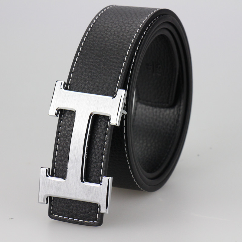 Mens Genuine Leather Belt Black Business DoubleSided Belt Korean Style Belt Buckle DoubleSided Fashion TrendProduct LinkRefresh