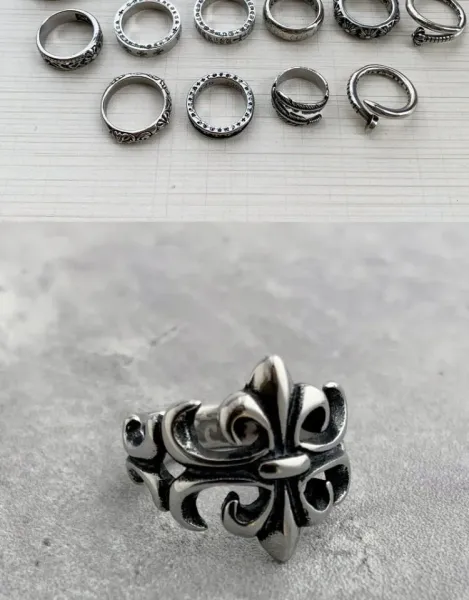 Design Floral Filigree Ring Silver Tone Jewelry - 14