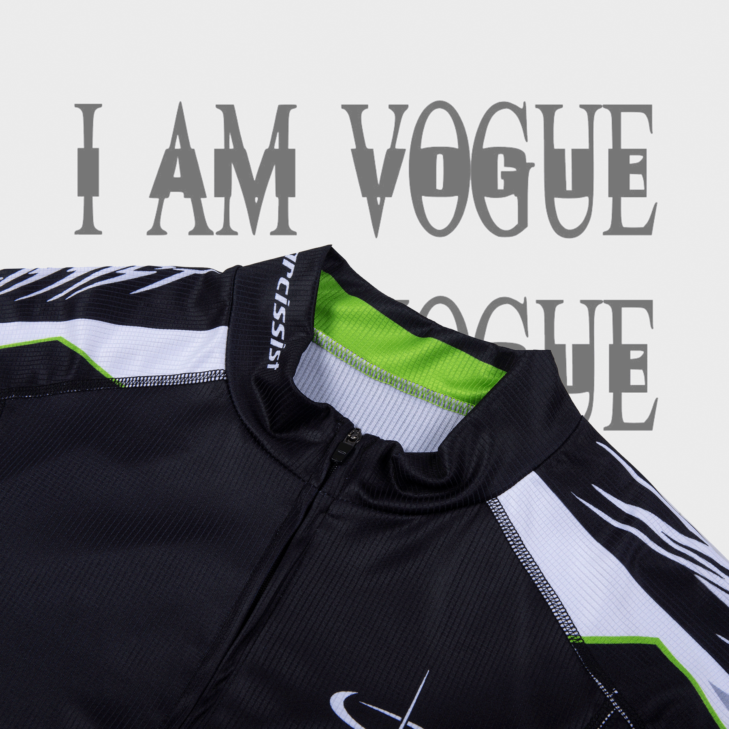Design Narcissist Opium Cycling Jersey Black White Lime Green Activewear - 5