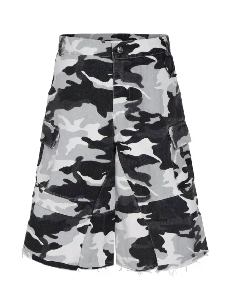Design Cargo Shorts Black White Gray Camouflage Denim Shorts - 1