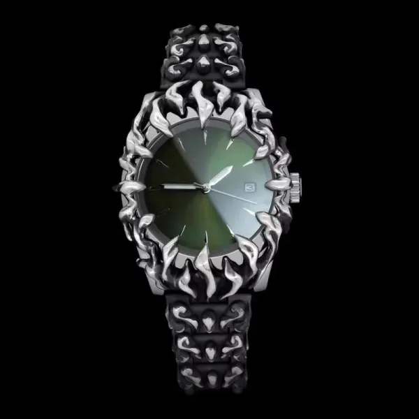 Design Flame-Edge Mechanical Watch Black Silver Watches - 3