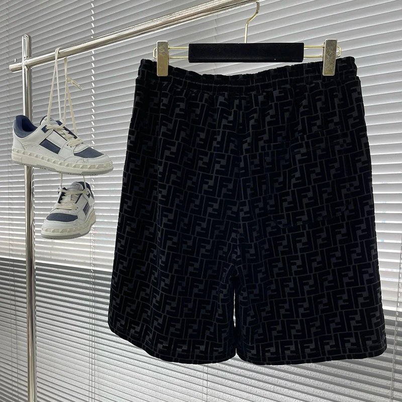 Fendi FF Logo Velvet Shorts Black - 2