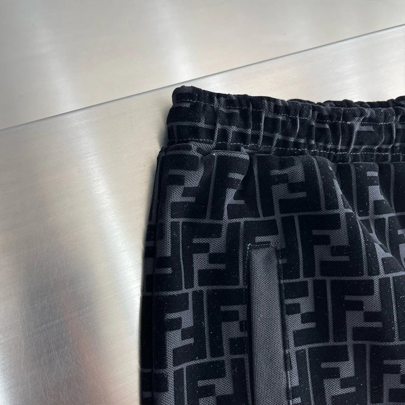 Fendi FF Logo Velvet Shorts Black - 4
