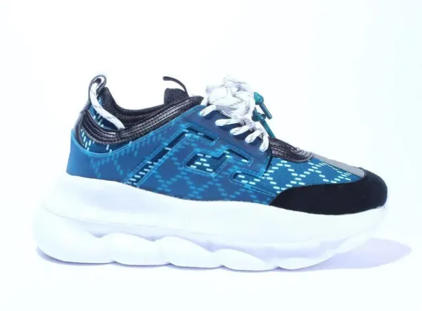 Versace Chain Reaction Blue Mesh Sneakers Chunky Sneakers - 1
