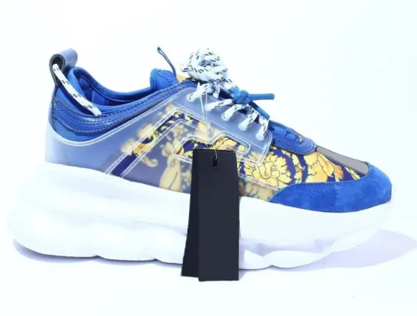 Versace Chain Reaction Blue Floral Print Sneakers Chunky Sneakers - 1