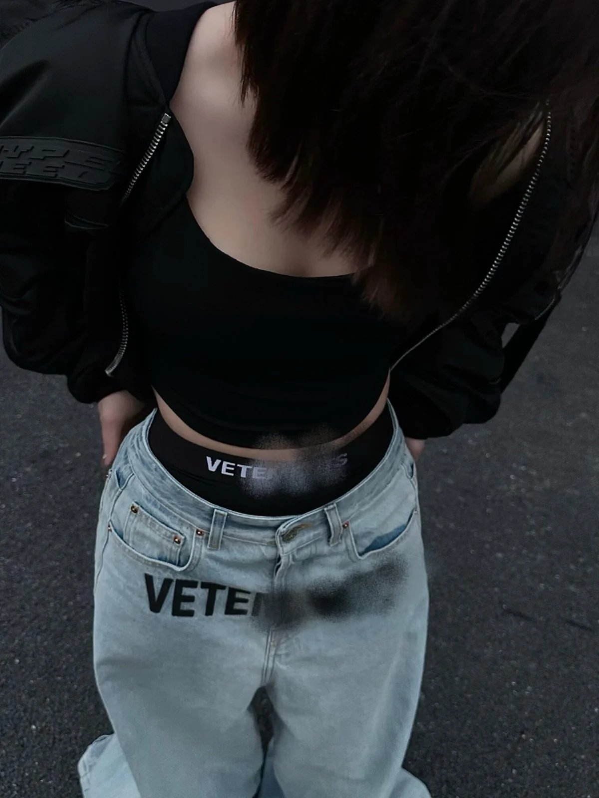 Vetements Logo Print Wide-Leg Jeans Light Wash - 4