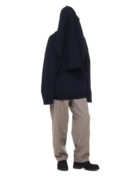 Design Asymmetrical Hooded Sweatshirt Black Hoodie - 13