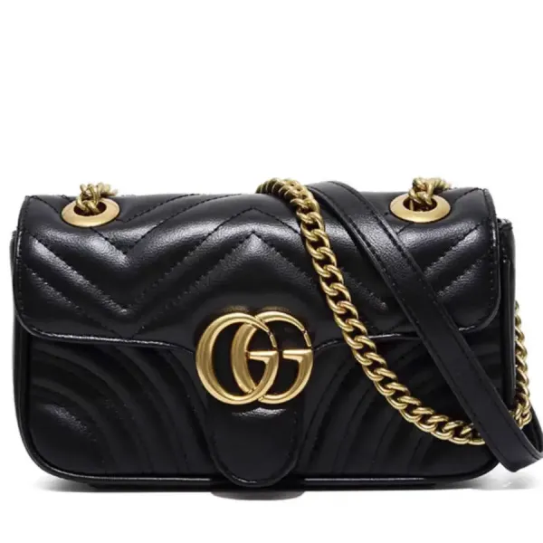 Gucci Marmont Mini Chevron Quilted White Chain Shoulder Bag - 5