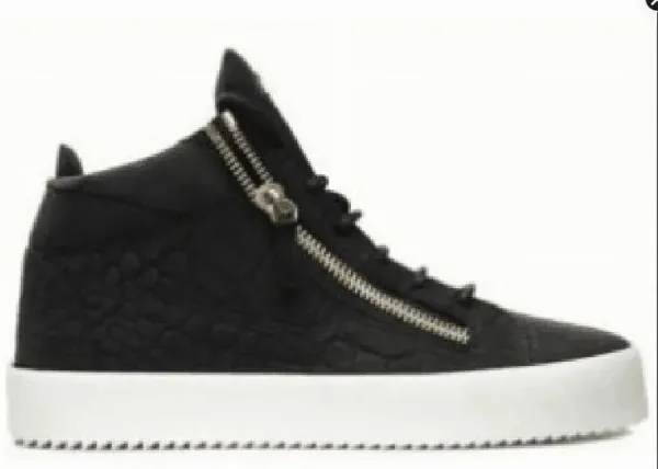 Design Giuseppe Zanotti Deco Zip Black Crocodile-Embossed High-Top Sneakers - 1