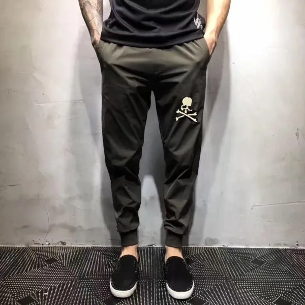 Philipp Plein Skull-Embroidered Jogger Pants Olive Green - 1