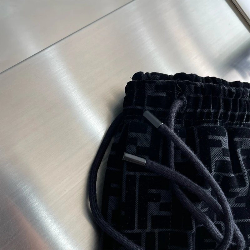 Fendi FF Logo Velvet Shorts Black - 5