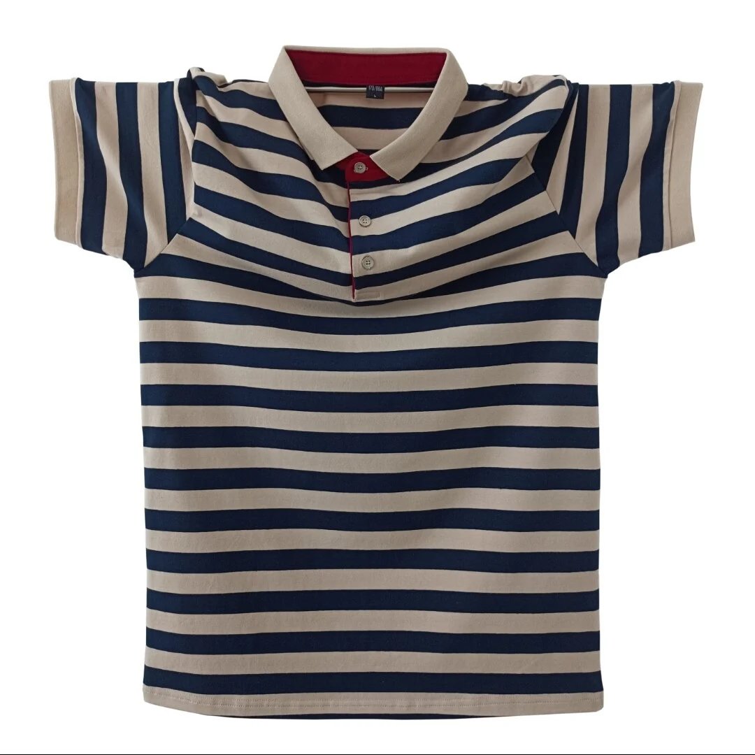 95% Cotton Striped Polo Shirt