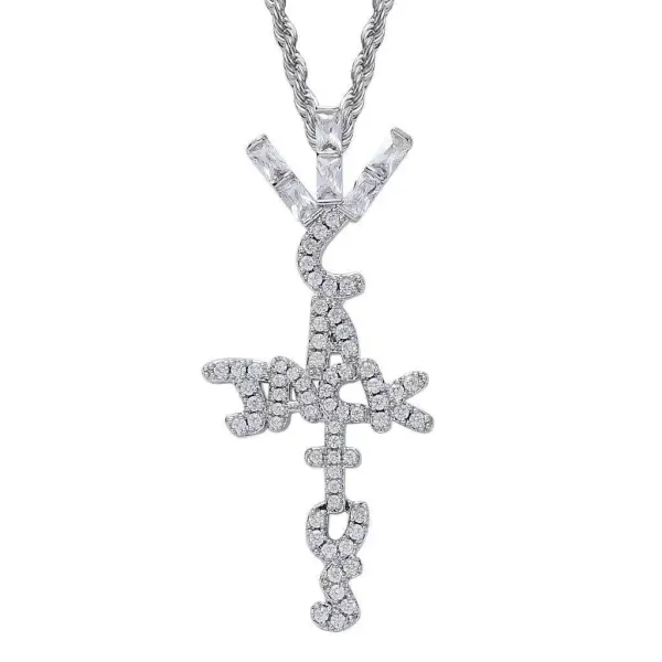 Cactus Jack Travis Scott Cactus Jack Signature Cross Pendant Necklace Gold Jewelry - 8
