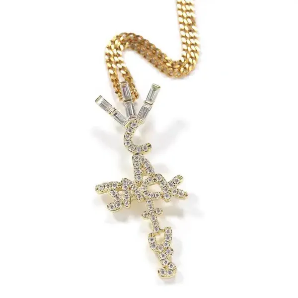 Cactus Jack Travis Scott Cactus Jack Signature Cross Pendant Necklace Gold Jewelry - 12
