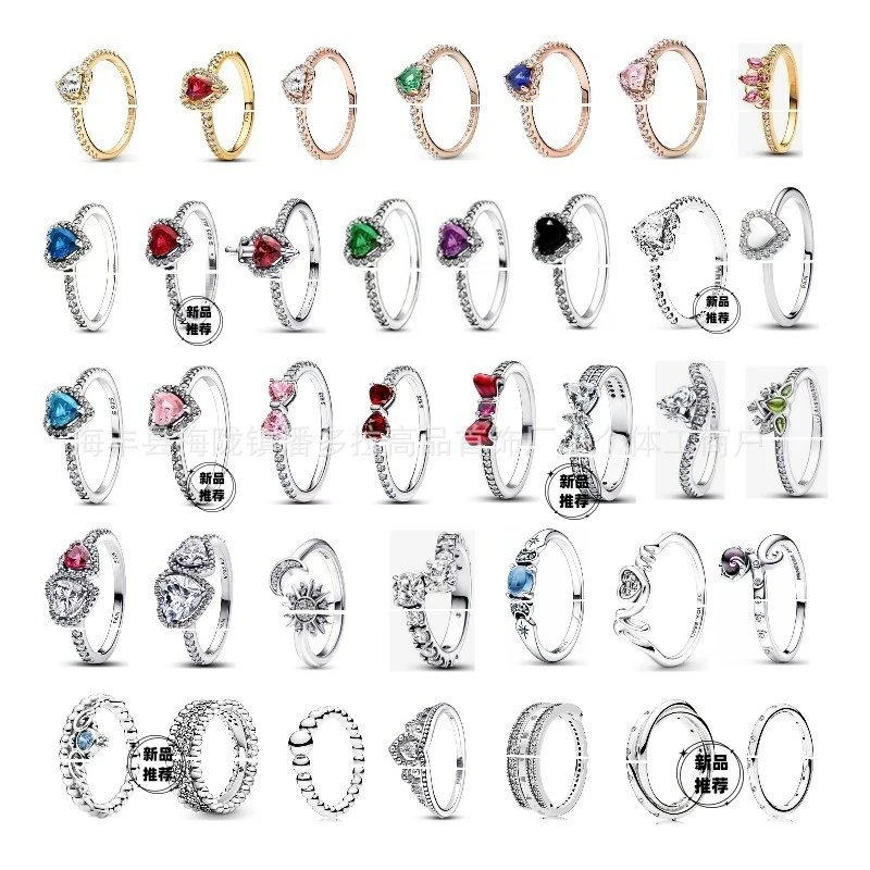 Pandora S925 Silver Red Heart Ring Couple Rings Fashionable Versatile Gift for Girlfriend Cross-Border Supply