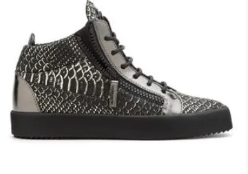 Design Giuseppe Zanotti Decolté High-Top Sneakers Silver Snake Print Sneakers - 1