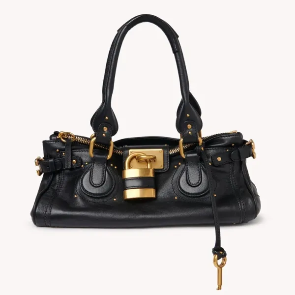 Chloé Paddington Black Leather Handbag with Gold Hardware - 1