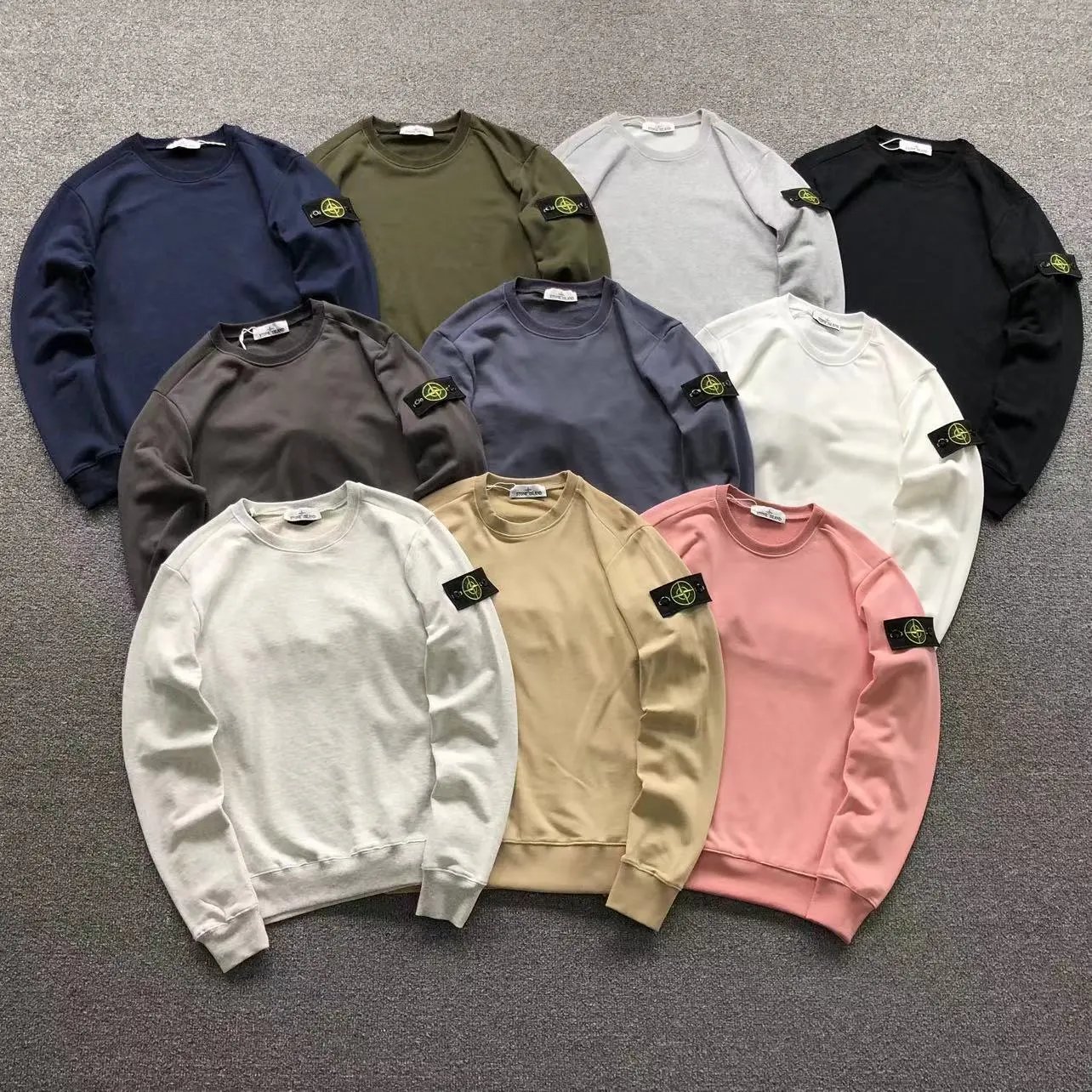 Stone compass armband round neck hoodie casual solid color college sports base long sleeved shirt