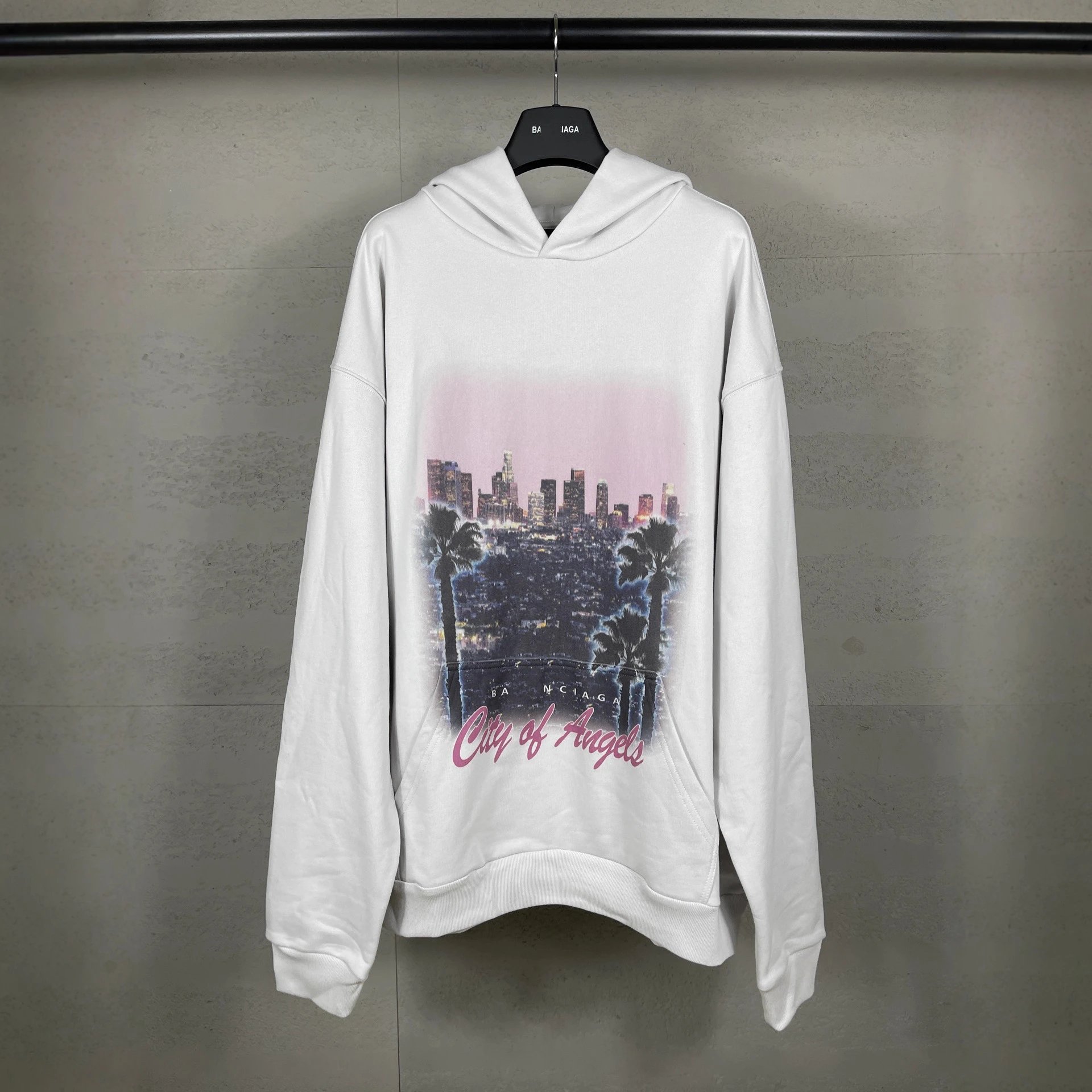 Balenciaga Distressed Paint-Splatter Hoodie in Charcoal Gray - 4