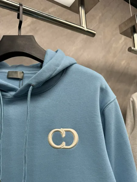Dior CD Logo Hoodie in Sky Blue and Gray - 9