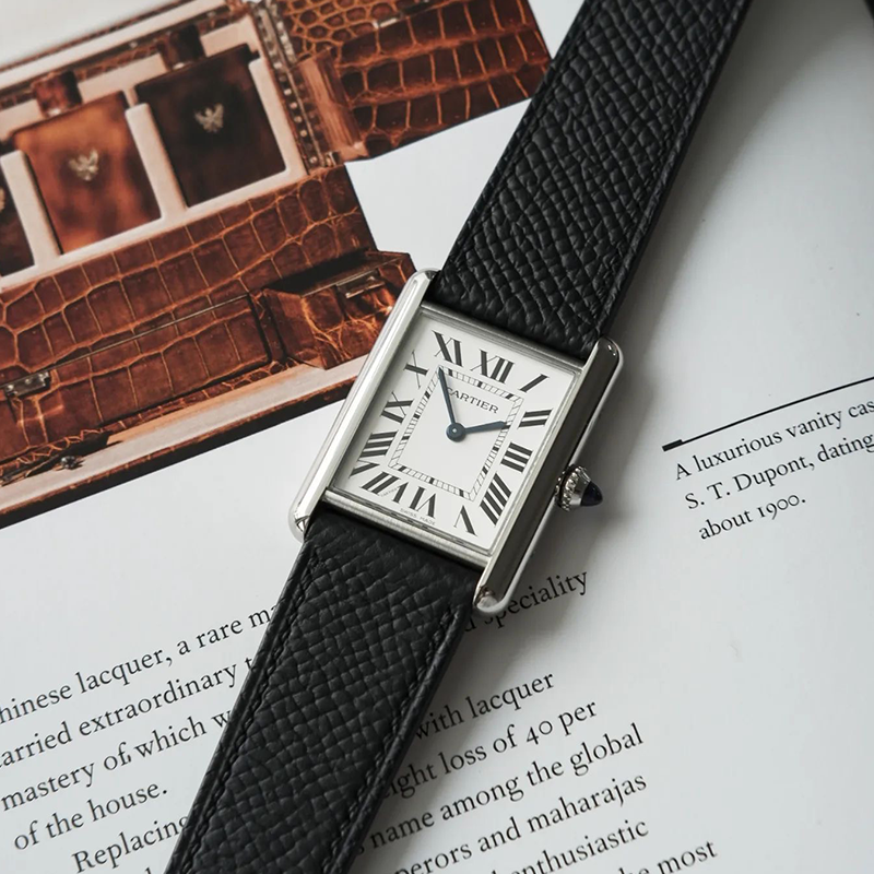Cartier Santos Dumont Gold Case Brown Alligator Strap Watch Watches - 6