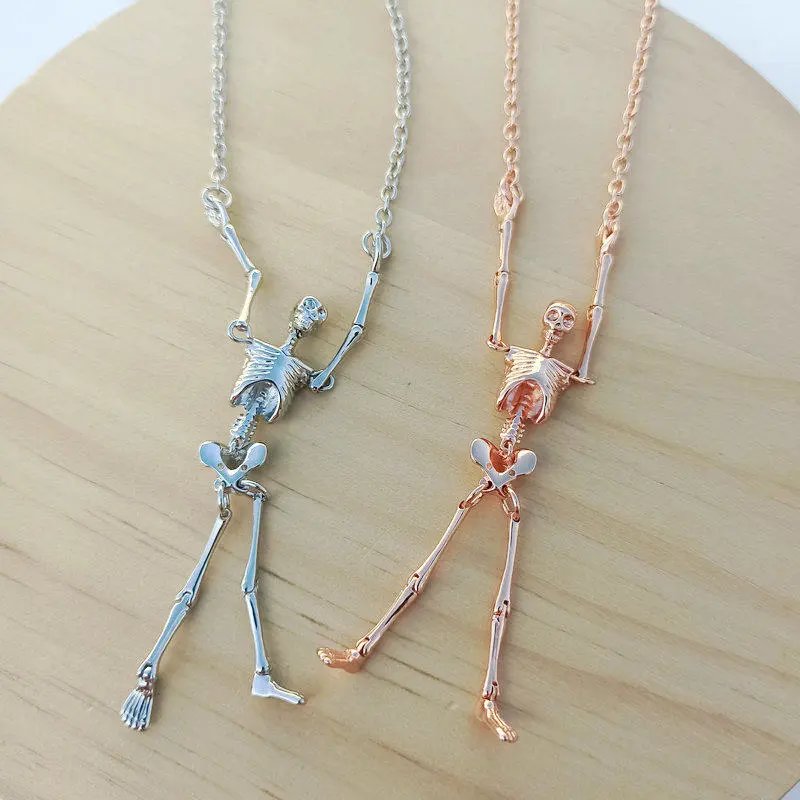 Design Skeleton Pendant Necklace Rose Gold Jewelry - 11