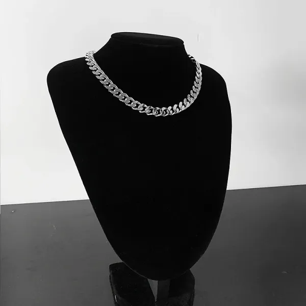 Design Cuban Link Chain Silver Necklace Jewelry - 1