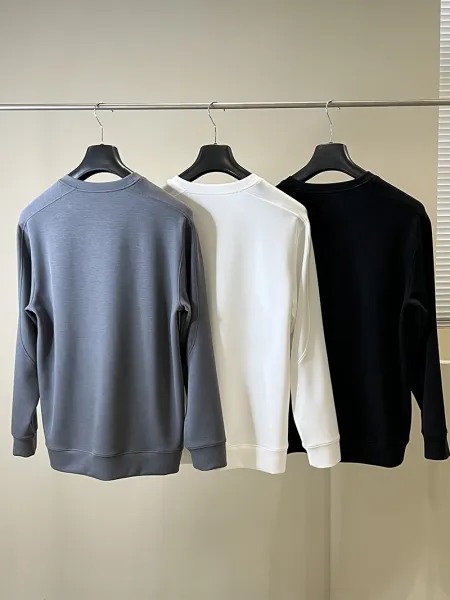 Design Minimalist Embroidered Logo Crewneck Sweatshirt White Hoodie - 9