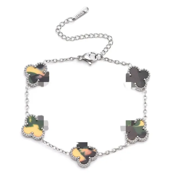 Design Four-Leaf Clover Multicolor Enamel Bracelet Jewelry - 1