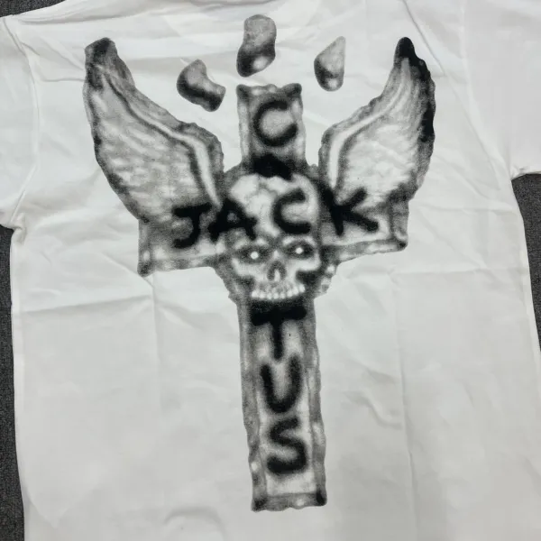 Cactus Jack Winged Skull Cross White T-Shirt - 3