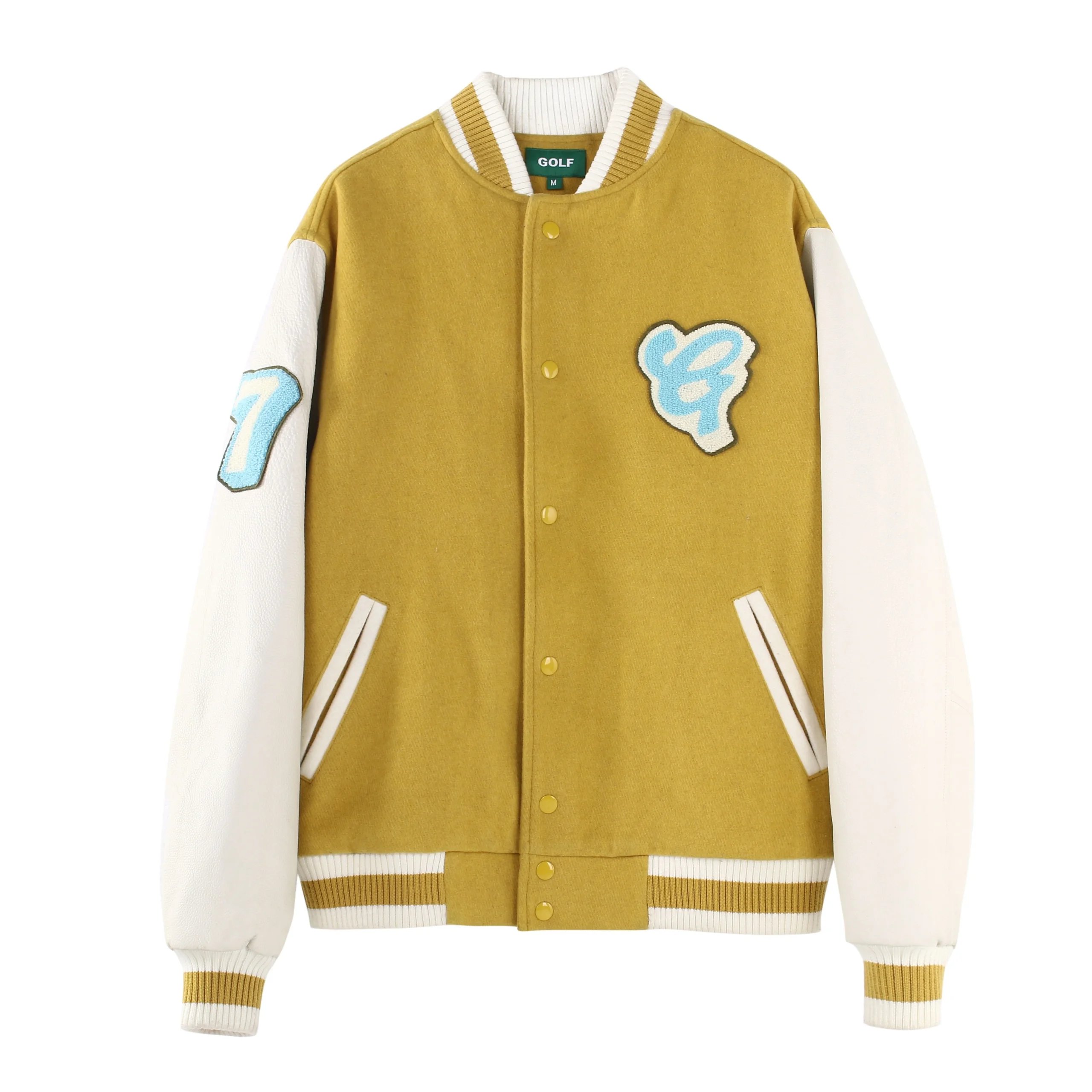 Cactus Jack Golf Wang Varsity Jacket Yellow and White Outerwear - 3