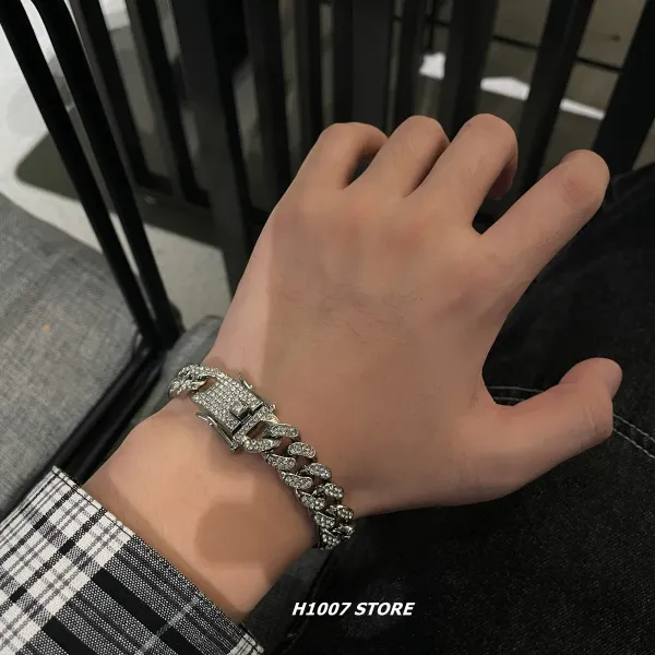 Design H1007 Store Cuban Link Bracelet with Micro Pave Cubic Zirconia Silver Bracelet Jewelry - 2