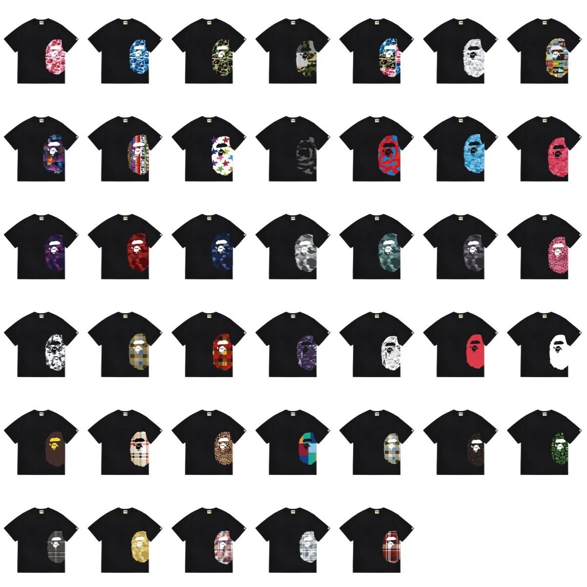 Oversized Color-Block Short-Sleeve T-Shirt with Side Ape-Head Graphic