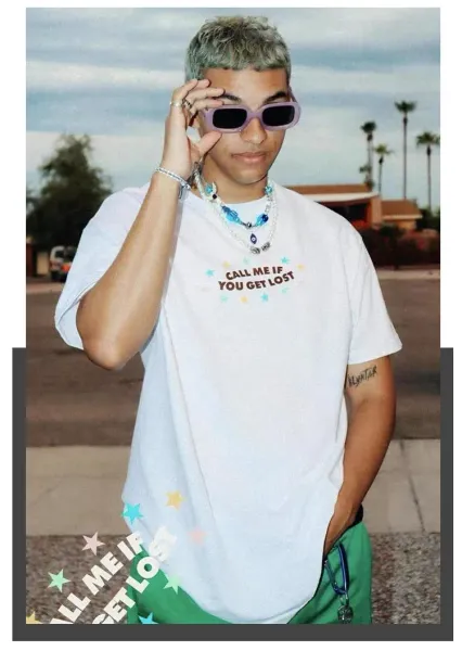 Design 'Call Me If You Get Lost' Graphic T-Shirt White - 1