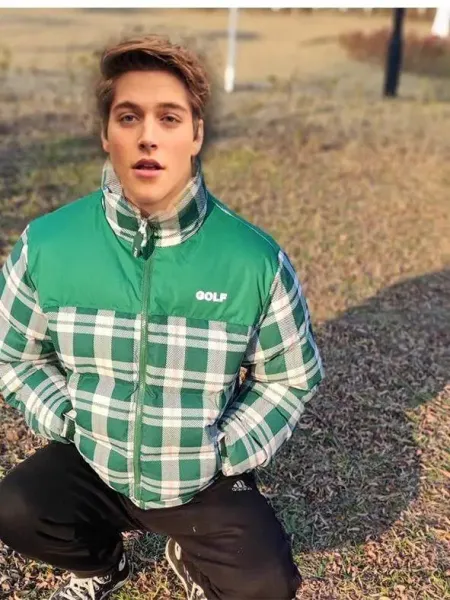Design GOLF Wang Green Plaid Puffer Jacket Outerwear - 1