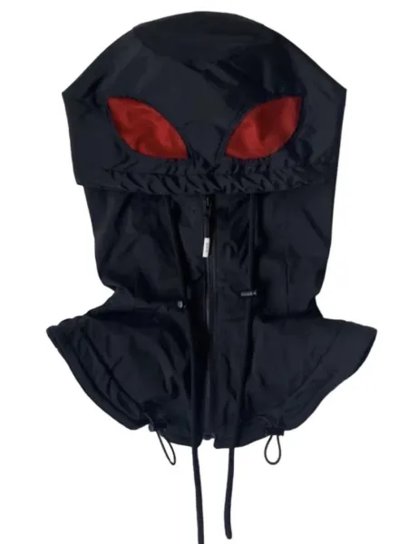 Vetements x Unknown Artist Hooded Oversized Jacket with Red Eye Mask Black Outerwear - 4