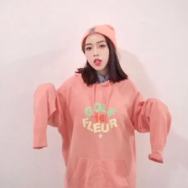 Design Floral Print Oversized Hoodie Green - 4