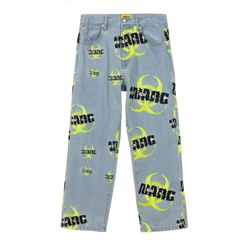 Marcelo Burlon County Of Milan Biohazard Print Jeans Light Blue