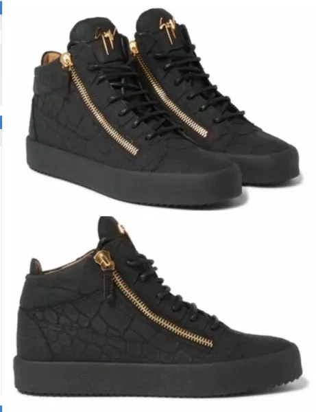 Design Giuseppe Zanotti Decadence High-Top Sneakers Black Croc-Embossed with Gold Zip Sneakers - 1