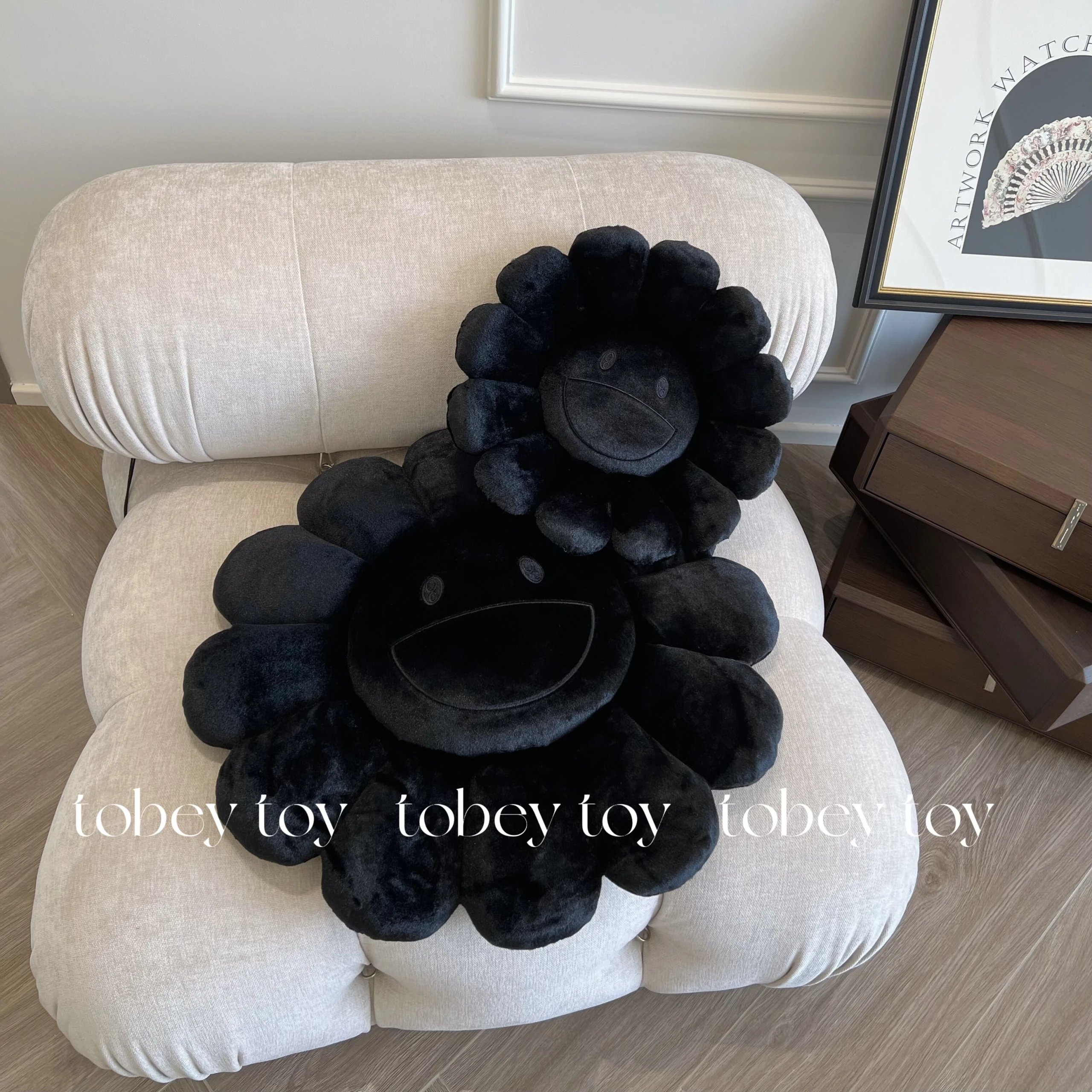 Design Takashi Murakami x Kaikai Kiki Black Flower Smiley Plush Pillow Accessories - 12