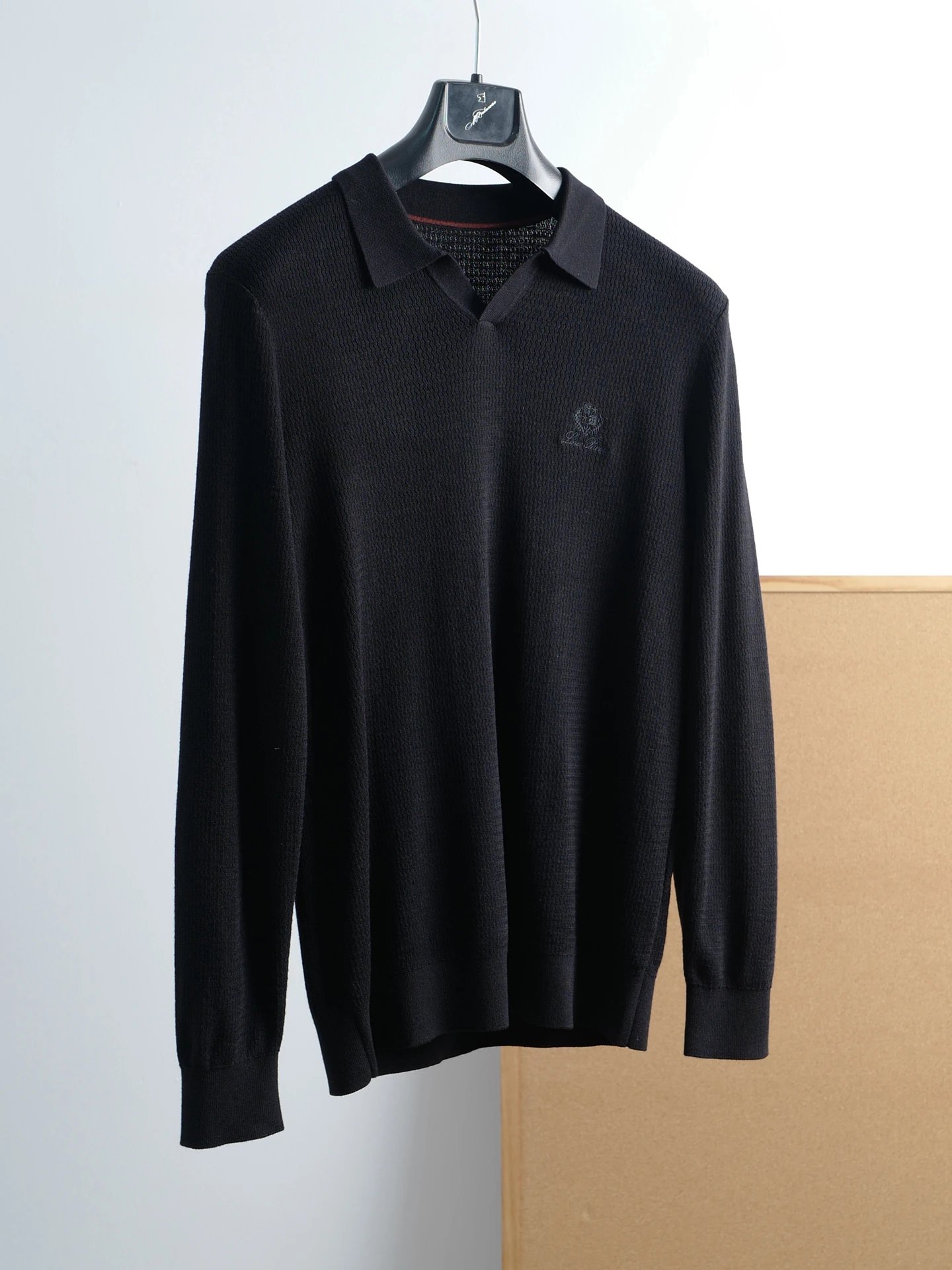 Loro Piana Knit Polo Shirt Black