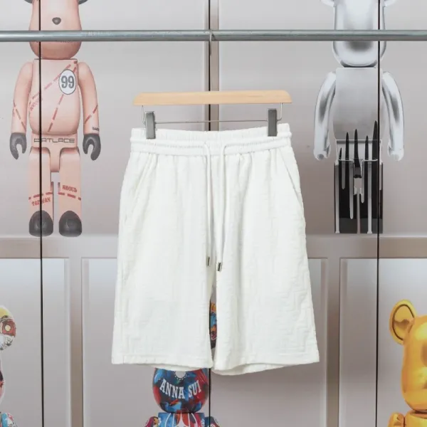 Design Textured Drawstring Shorts White - 1