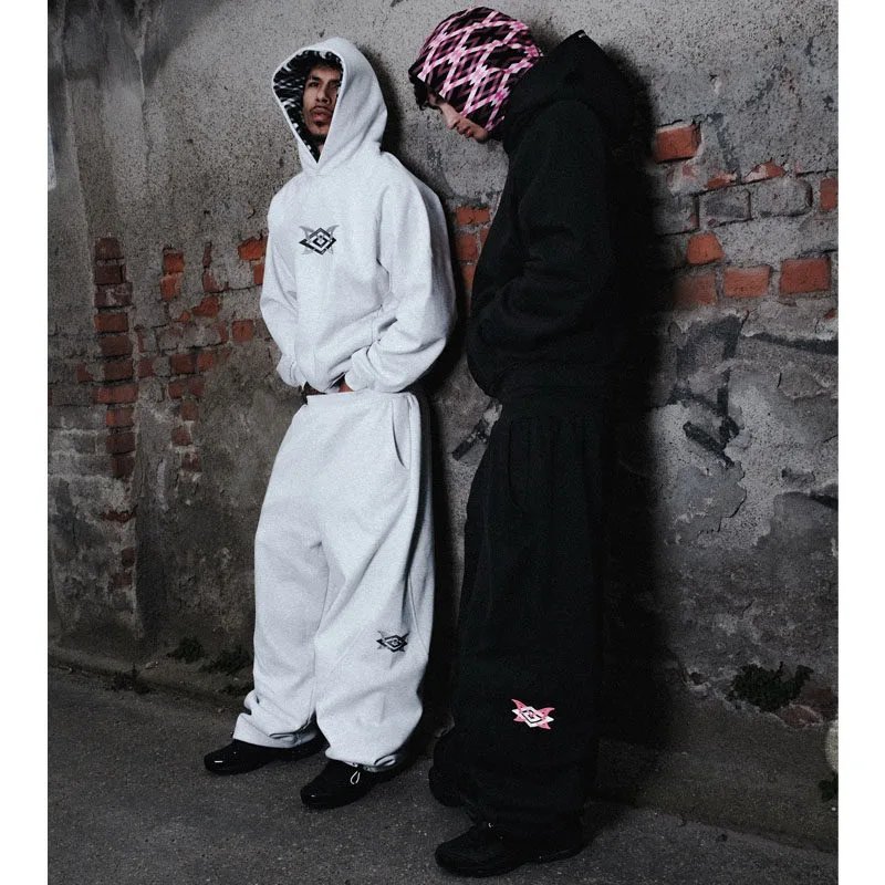 mertra collaboration heavyweight American street hip-hop embroidered patchwork hoodie trendy casual sports suit sweatpants