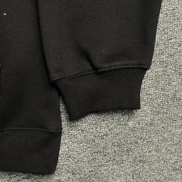Design Black Ribbed Cuff Hoodie - 1