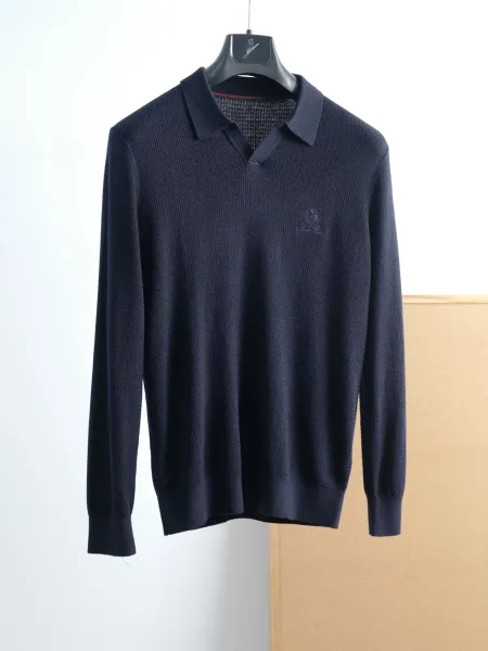 Design Knit Polo Shirt Navy - 1