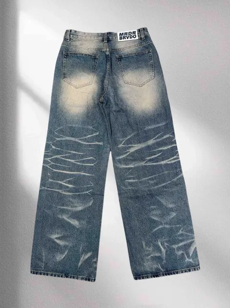 Design Who Decides War Wide Leg Distressed Denim Jeans - 3